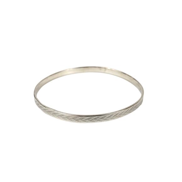 Ripples Wave Design Sterling Silver 925 Bangle Bracelet Pre-Owned Fine Jewelry - Picture 2 of 2